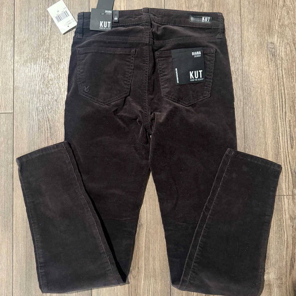 Kut From the Kloth Diana Skinny Corduroy Pants Charcoal Size 00 NWT